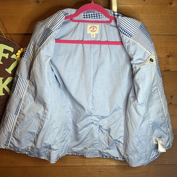 Brooks Brothers Patchwork Buffalo Plaid Blue Quilted Blazer Jacket Preppy Cotton - Picture 10 of 14